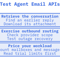 Email API checks for persistent agent mailboxes and outbound routing